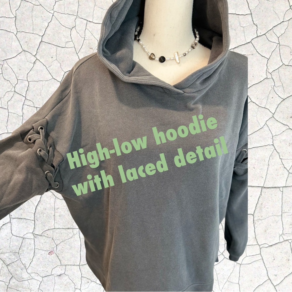 NWT Avocado BK Tie Charcoal Hoodie & Cropped Pant Set - XS - Picture 2 of 6